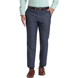 park avenue Men's Smart FIT PLEATLESS Medium Blue Formal Trouser-picture-14