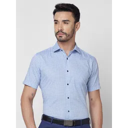 Park Avenue Micro Checked Spread Collar Cotton Formal Shirt-picture-13