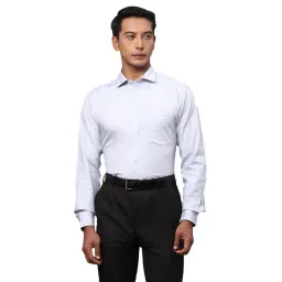 Park Avenue Off White Slim Fit Self Design Cotton Shirt-picture-31