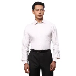 Park Avenue Off White Slim Fit Self Design Cotton Shirt-picture-40