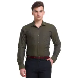 Park Avenue Olive Green Slim Fit Printed Shirt-picture-34