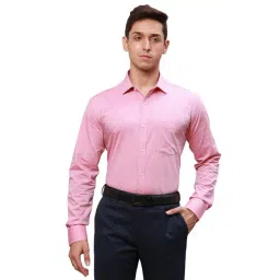 Park Avenue Red Cotton Slim Fit Self Pattern Shirt-picture-25