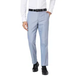 Park Avenue Sky Blue Regular Fit Flat Front Trousers-picture-37