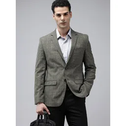 Park Avenue Slim Fit Checked Single-Breasted Formal Blazer-picture-36