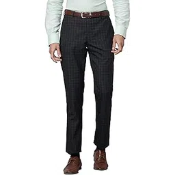 park avenue Smart Fit Polyester Blend Checks Pattern Flat Front Formal Trouser-picture-41