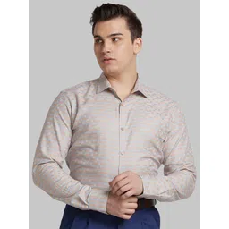 Park Avenue Spread Collar Long Sleeves Slim Fit Checked Cotton Formal Shirt-picture-19