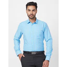 Park Avenue Spread Collar Long Sleeves Slim Fit Checked Formal Shirt-picture-27