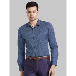 Park Avenue Spread Collar Long Sleeves Slim Fit Printed Cotton Formal Shirt-picture-18