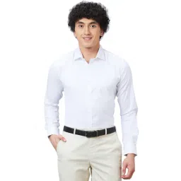 Park Avenue White Slim Fit Self Design Shirt-picture-31