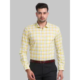 Park Avenue Yellow Slim Fit Checks Shirt-picture-45