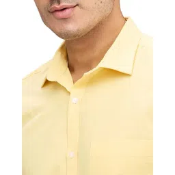 Park Avenue Yellow Slim Fit Self Pattern Shirt image 5