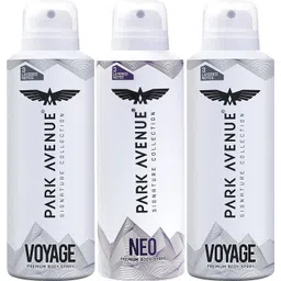 park avenue Signature Collection Pemium Body Spray for Men, 2 Voyage + 1 Neo, Fresh Deodorant Spray-For Men image 1