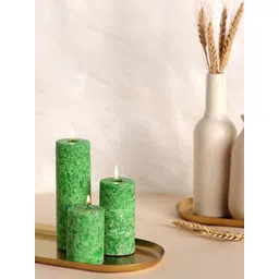 Parkash Candles 3-Pcs Lime Green Marble Finish Lemongrass Scented Pillar Candles-picture-12