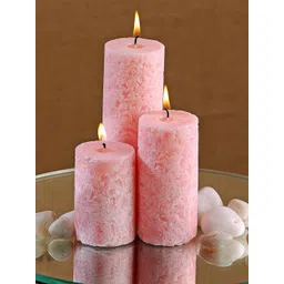 Parkash Candles 3-Pcs Pink Marble Finish White Sage Scented Pillar Candles-picture-28