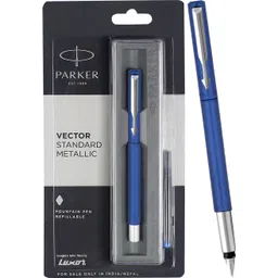 Parker Vector Standard Chrome Trim| Metallic Blue| Fountain Pen-picture-19