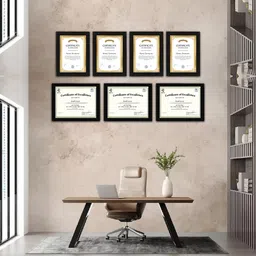 parmarprinters A4 Certificate Frames,Photo Frame For Wall Black Frame Set of 7 (Black-A4 Frame) 8.12 inch wodden-picture-30