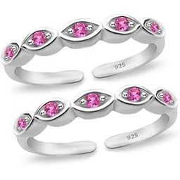 parnika (Formerly MJ Ruby CZ Adorned Band Design Silver Toe Rings in Pure 92.5 Sterling Silver for Women-picture-46