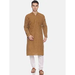 PAROKSH Men Brown & Beige Printed Straight Kurta-picture-28