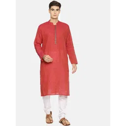 PAROKSH Men Maroon Woven Design Straight Kurta-picture-24