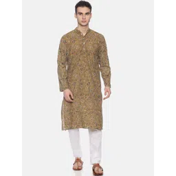 PAROKSH Men Multicoloured Ethnic Motifs Printed Handloom Kurta-picture-12