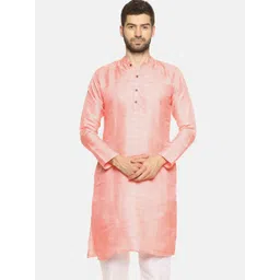 PAROKSH Men Pink Thread Work Pastels Dobby Kurta-picture-19