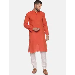 PAROKSH Men Red Solid Cotton Straight Kurta-picture-29