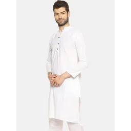 PAROKSH Men Thread Work White Romance Khadi Handloom Kurta image 3