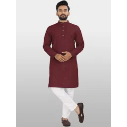 Parrth Enterprisess Men Embellished Thread Work Handloom Kurta-picture-26