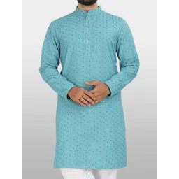 Parrth Enterprisess Men Embellished Thread Work Handloom Kurta image 2