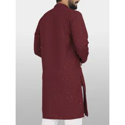 Parrth Enterprisess Men Embellished Thread Work Handloom Kurta image 4