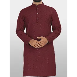 Parrth Enterprisess Men Embellished Thread Work Handloom Kurta image 3