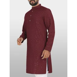 Parrth Enterprisess Men Embellished Thread Work Handloom Kurta image 2