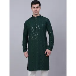 Parrth Enterprisess Men Embroidered Flared Sleeves Thread Work Handloom Kurta-picture-34