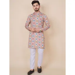 Parrth Enterprisess Men Embroidered Mirror Work Handloom Kurta-picture-18