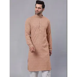 Parrth Enterprisess Men Ethnic Motifs Embroidered Regular Sequinned Kurta with Churidar-picture-30