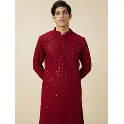 Parrth Enterprisess Men Ethnic Motifs Embroidered Regular Sequinned Kurta with Pyjamas image 1
