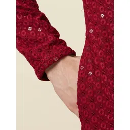 Parrth Enterprisess Men Ethnic Motifs Embroidered Regular Sequinned Kurta with Pyjamas image 3