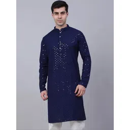 Parrth Enterprisess Men Ethnic Motifs Regular Sequinned Kurta with Churidar-picture-28