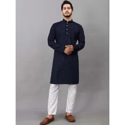 Parrth Enterprisess Men Ethnic Motifs Regular Sequinned Kurta with Pyjamas-picture-34