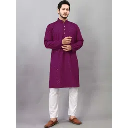 Parrth Enterprisess Men Ethnic Motifs Regular Thread Work Kurta with Pyjamas-picture-13