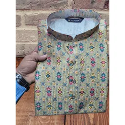 Parrth Enterprisess Men Floral Gotta Patti Handloom Anarkali Kurta-picture-20