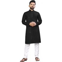 Parrth Enterprisess Men Geometric Embroidered Thread Work Handloom Kurta-picture-26
