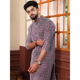 Parrth Enterprisess Men Printed Regular Kurta with Trousers-picture-38