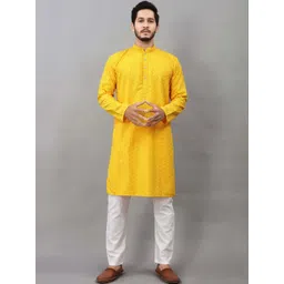 Parrth Enterprisess Men Regular Sequinned Kurta with Trousers-picture-27