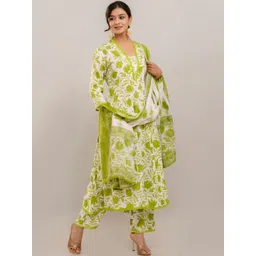 PARTHVI Floral Printed Anarkali Kurta With Trousers & Dupatta-picture-30