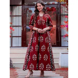 PARTHVI Women Floral Printed Floral Anarkali Kurta-image-21
