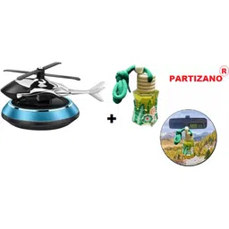 partizano COMBO OF SOLAR HALICOPTER CAR PERFUME WITH HANGING GLASS BOTTLE PERFUME Diffuser Set-picture-15