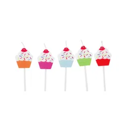 Party Anthem Cupcake Design Cake Candle with Stick Multicolour - Pack of 5-picture-17