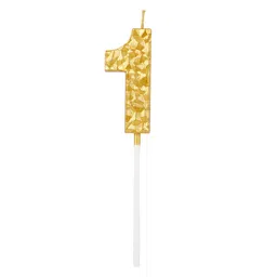 Party Anthem Textured Gold Numbered 1 Candle - Golden-picture-10