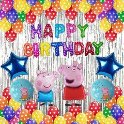 Printed peppa pig birthday theme decoration combo set for kids girls boys Balloon-image-18